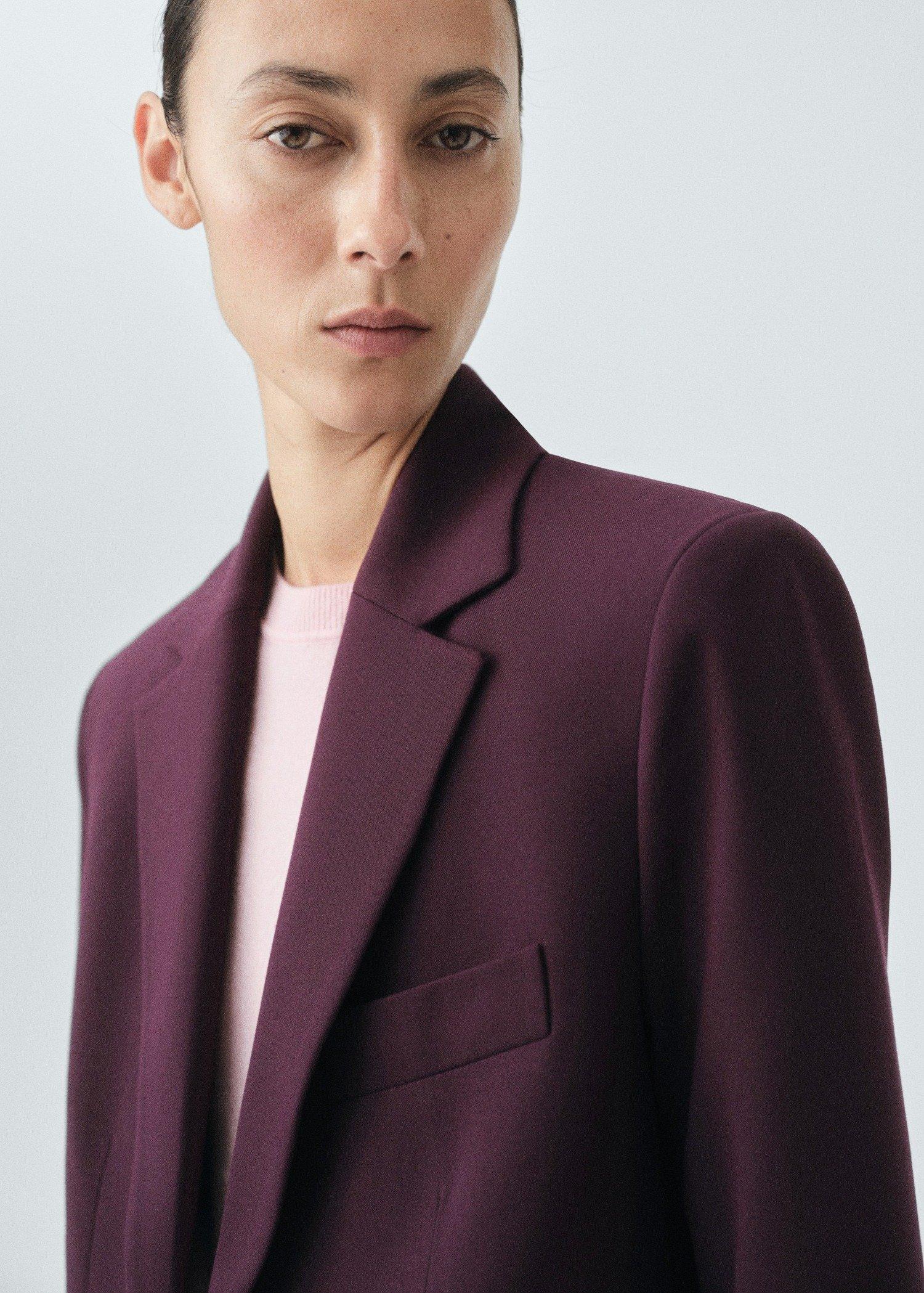 Burgundy Wool Blend Suit Blazer, , large image number 2