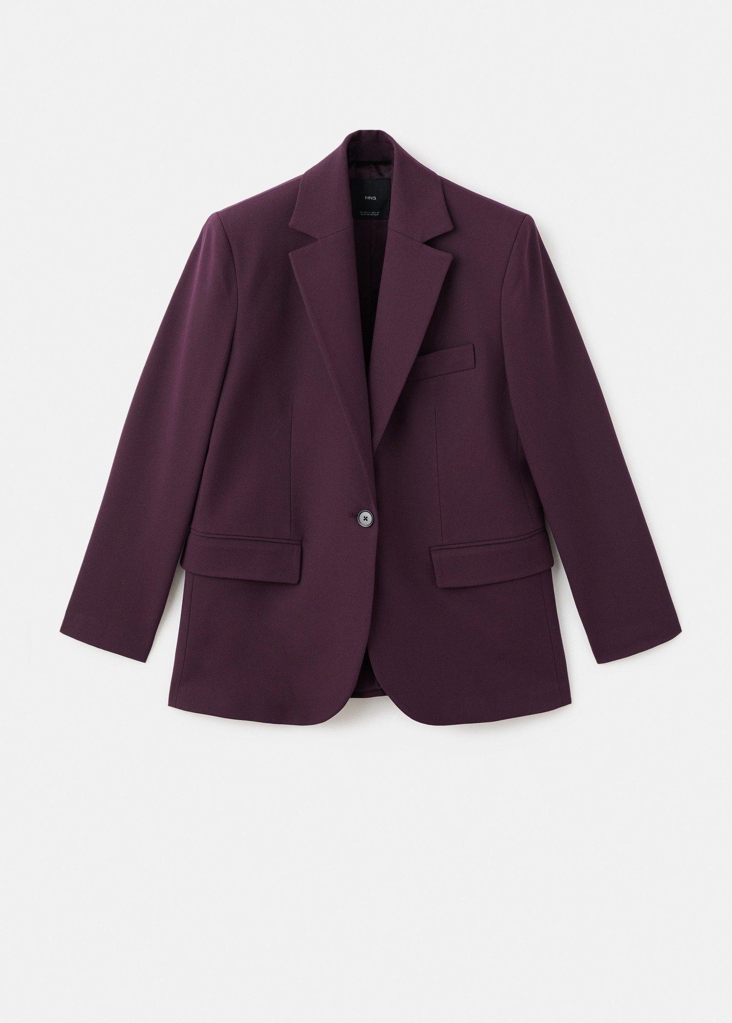 Burgundy Wool Blend Suit Blazer, , large image number 3