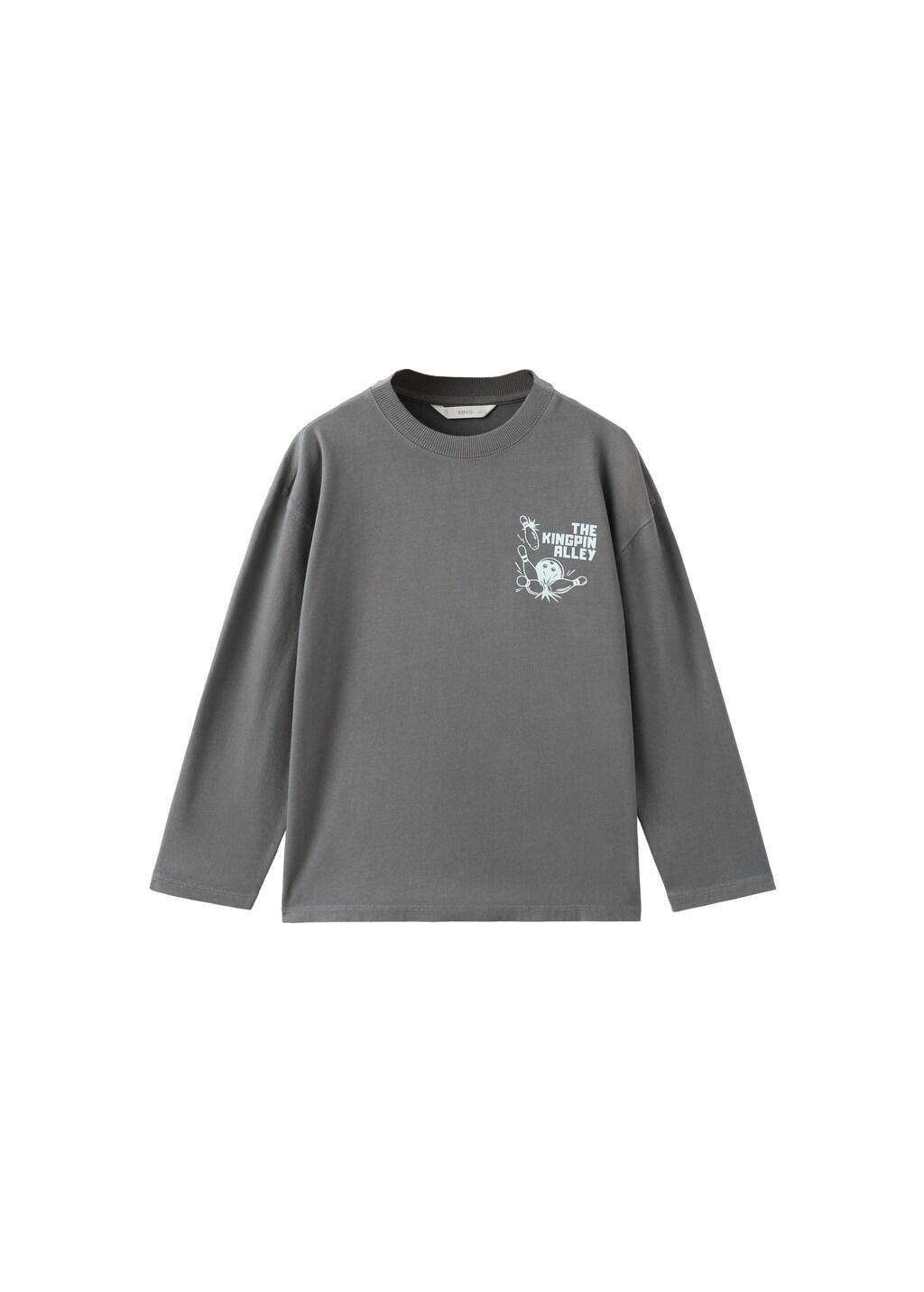 Grey Printed Cotton-Blend T-Shirt, Kids Boy, Grey, large image number 5