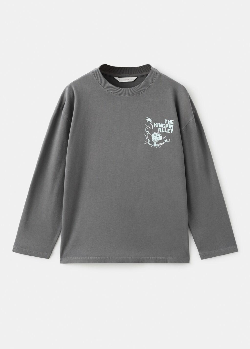 Grey Printed Cotton-Blend T-Shirt, Kids Boy, Grey, large image number 6