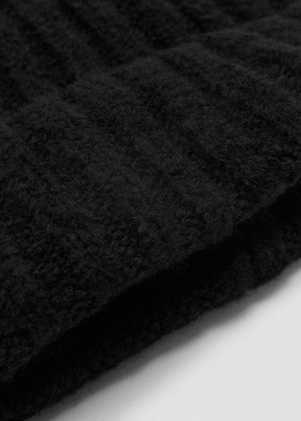 Black Ribbed Knit Beanie, 0201_99, large image number 0