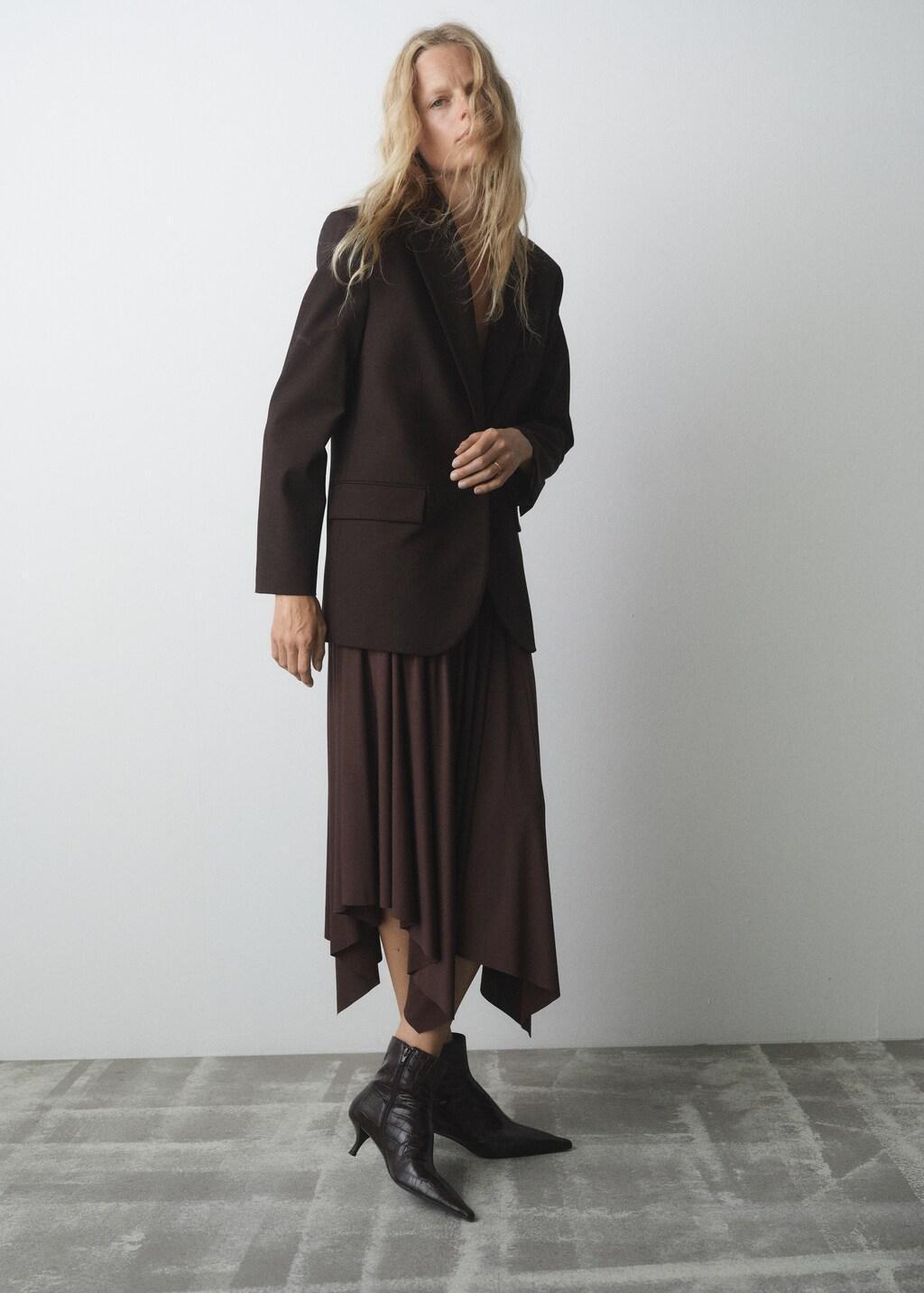 Brown Croc-Effect Pointed-Toe Ankle Boots, 0201_32, medium