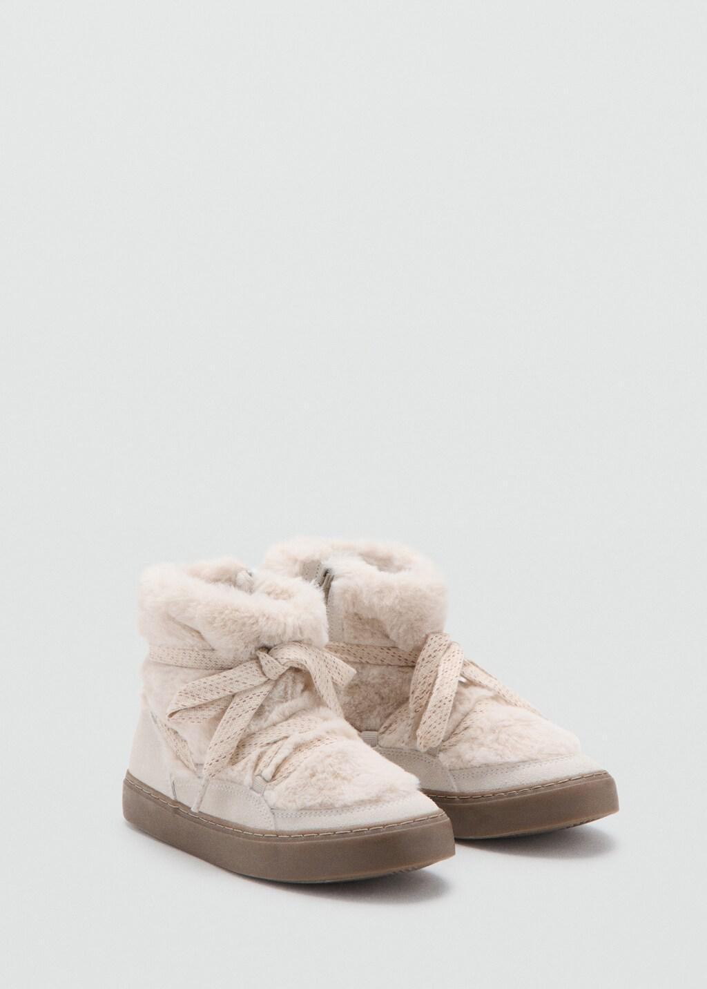 Ankle Boots With Leather Accents, Kids Girl, Light Pastel Brown, medium