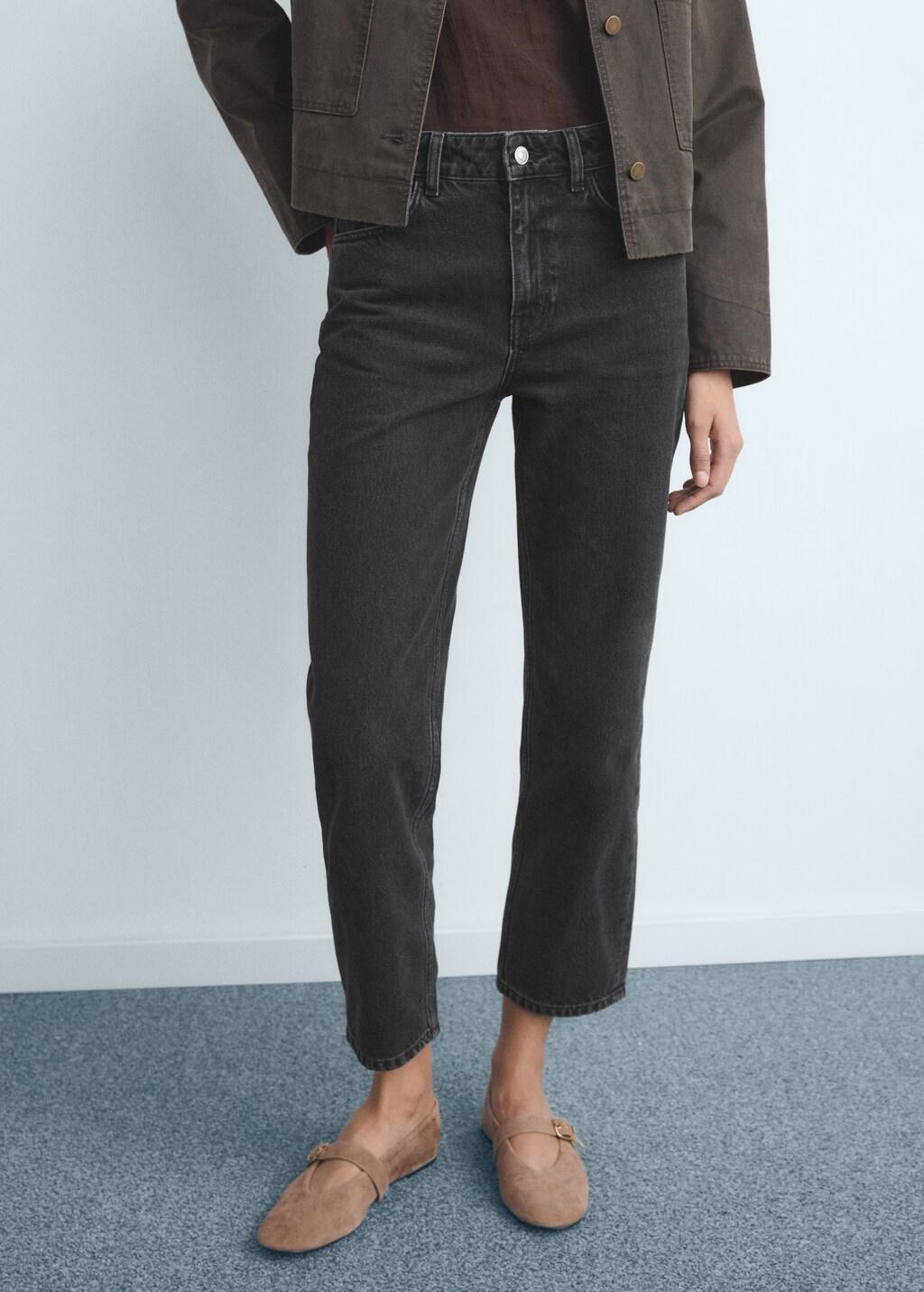 Grey Mid-Rise Straight Jeans, Open Grey, large image number 3