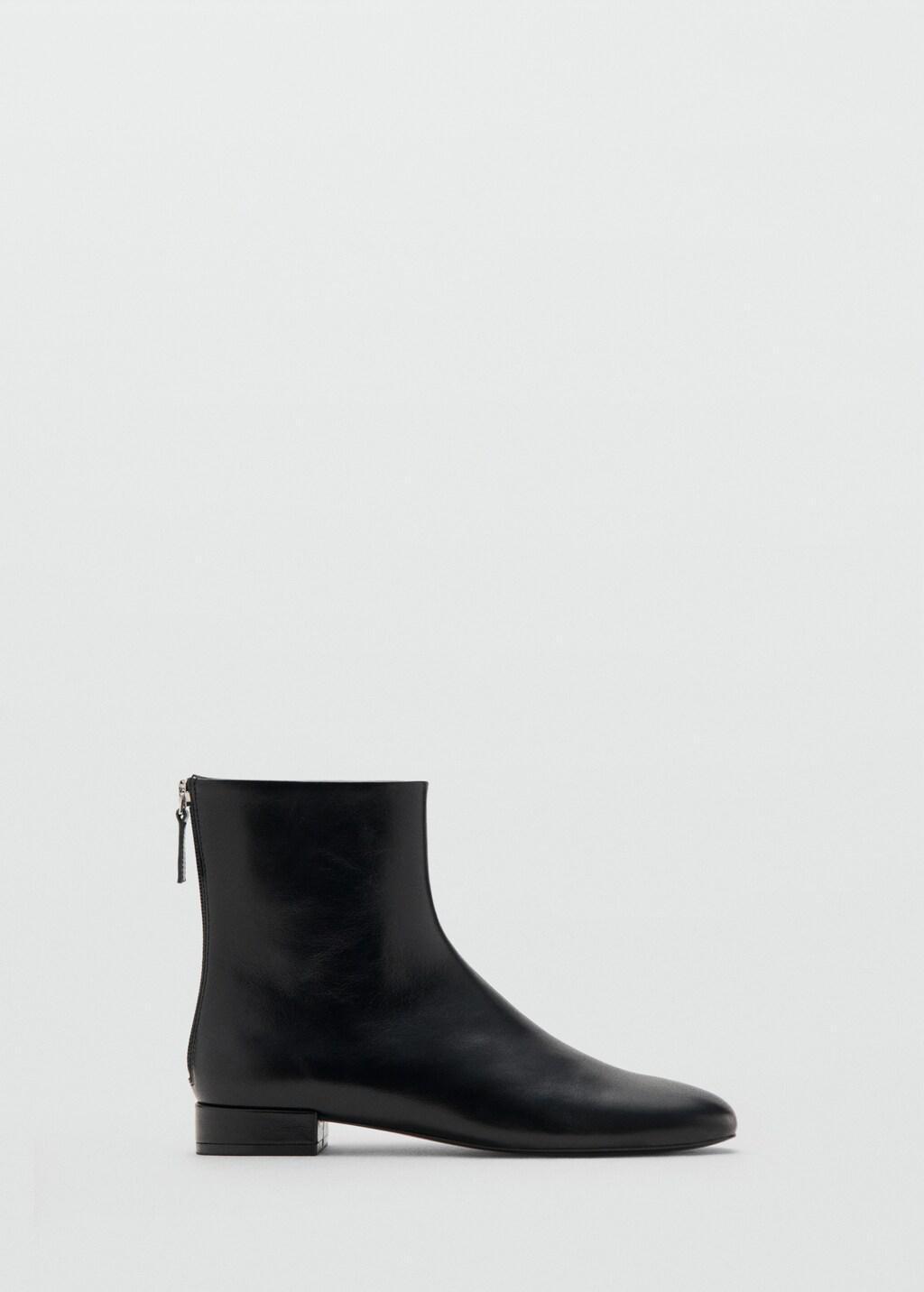 Black Zipped Leather Ankle Boots, 0201_99, medium