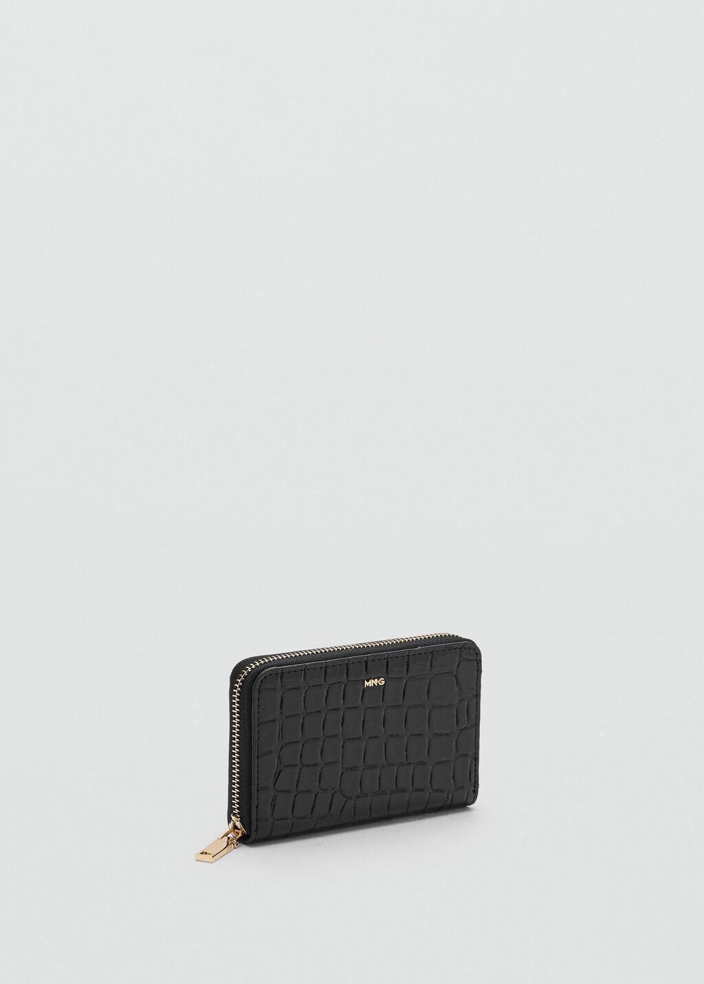 BLACK Medium glossy croc wallet, 0201_99, large image number 0