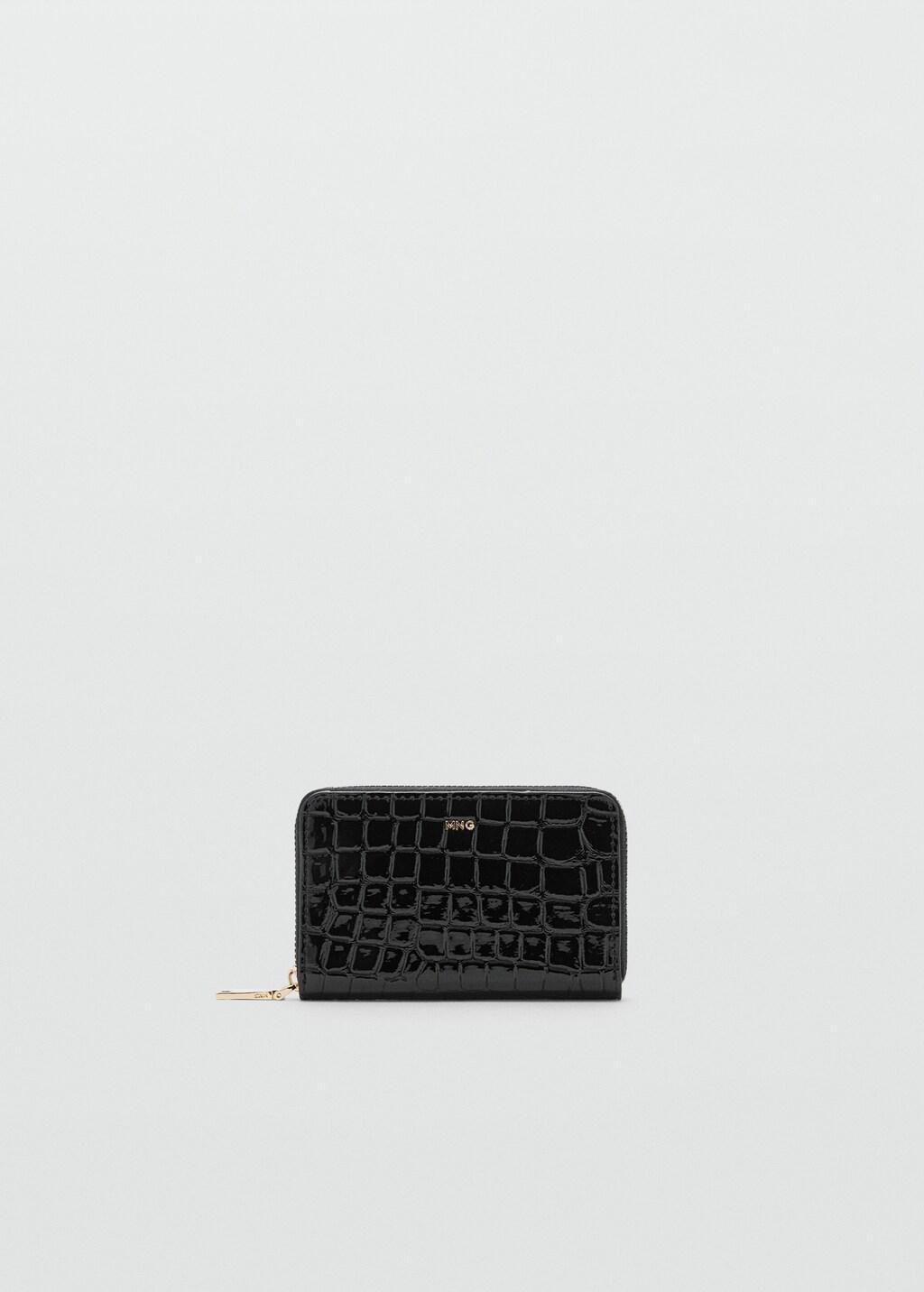 BLACK Medium glossy croc wallet, Black, large image number 2