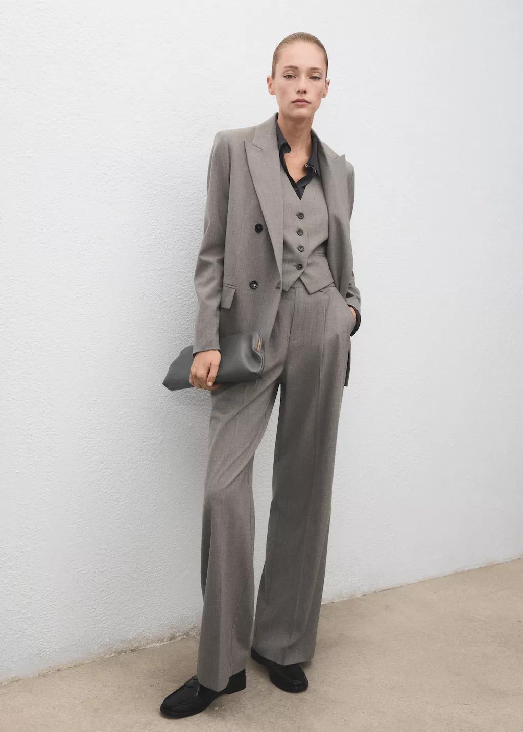 Grey Wool-Blend Suit Waistcoat, 0201_92, large image number 0