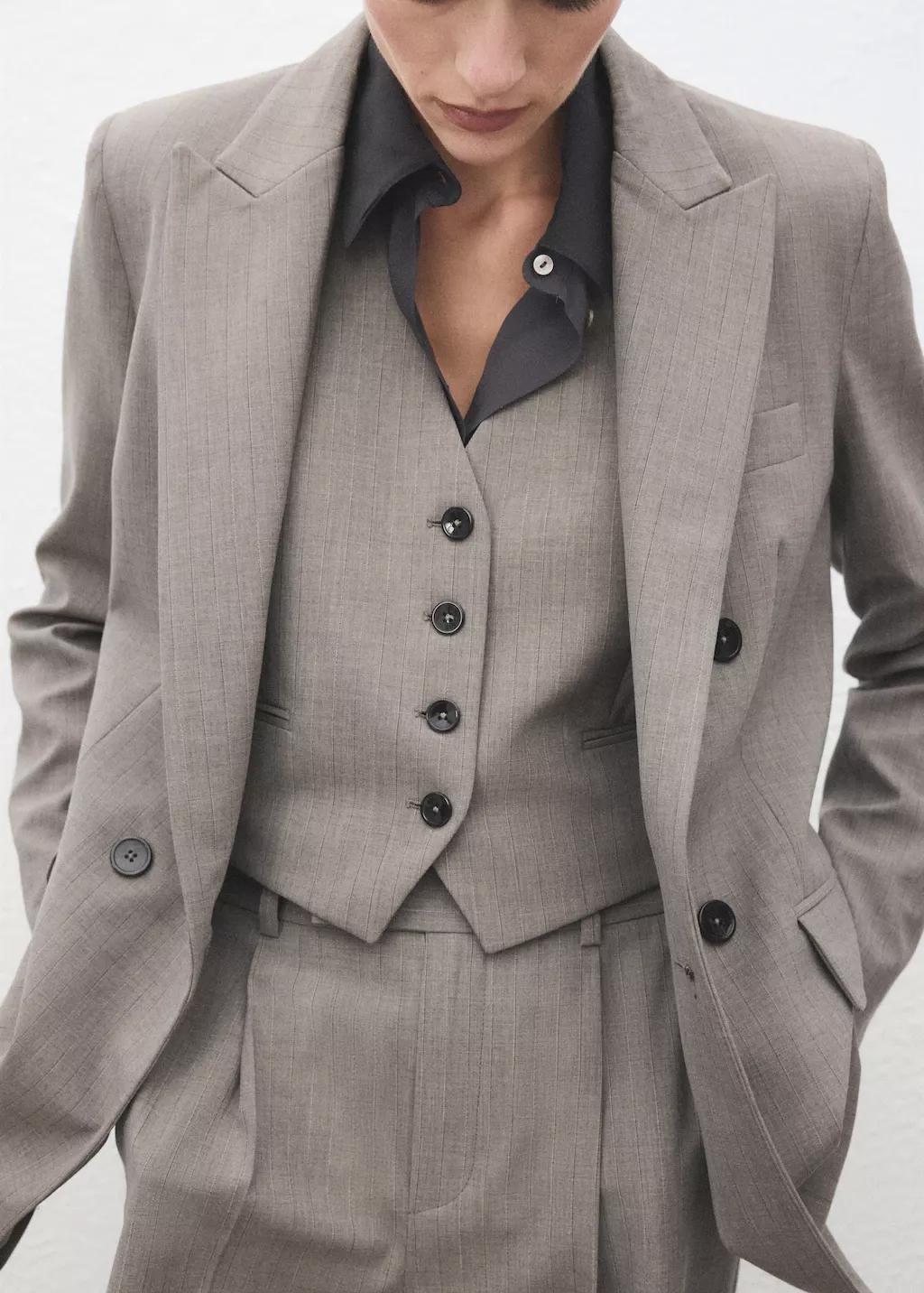 Grey Wool-Blend Suit Waistcoat, 0201_92, large image number 3