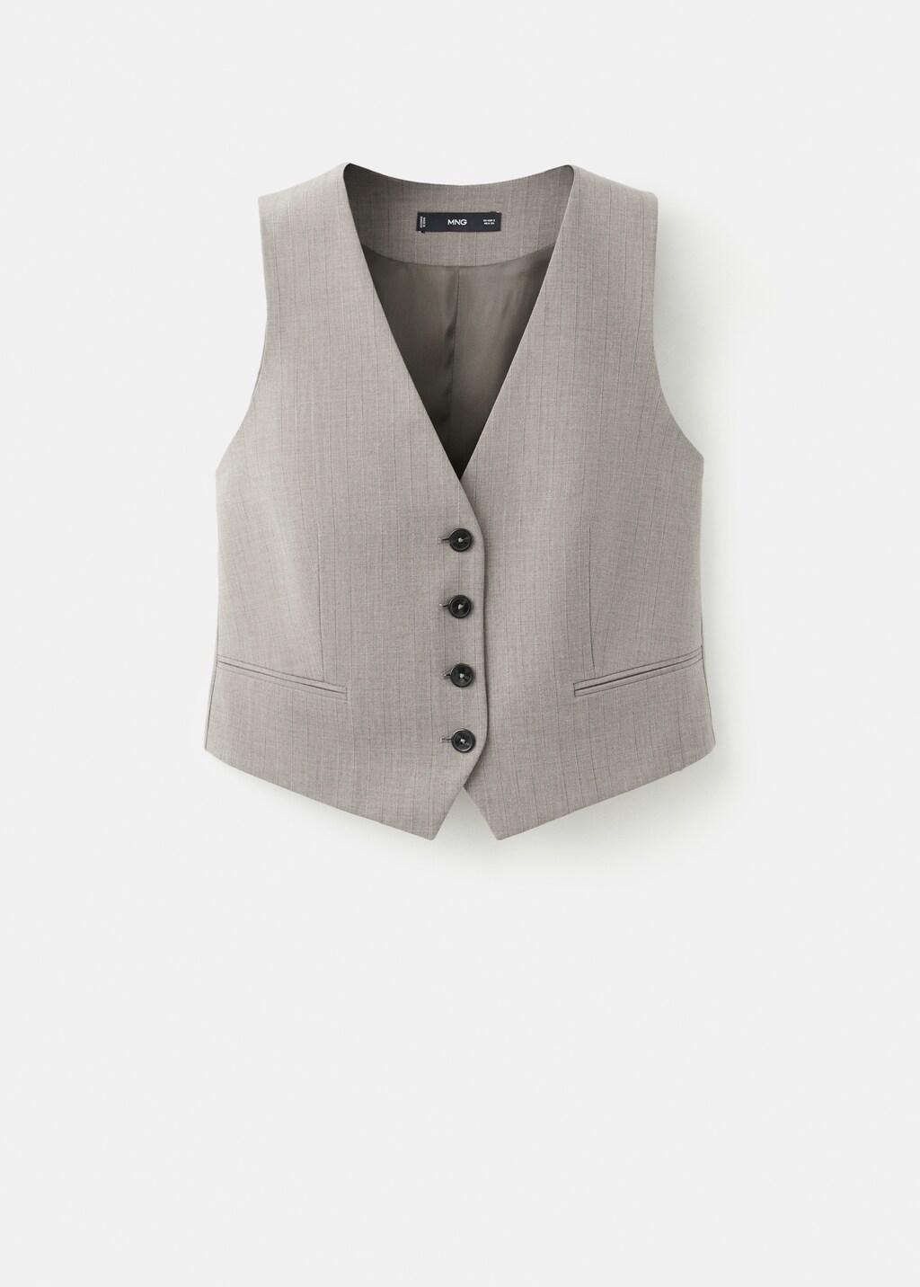 Grey Wool-Blend Suit Waistcoat, 0201_92, large image number 7