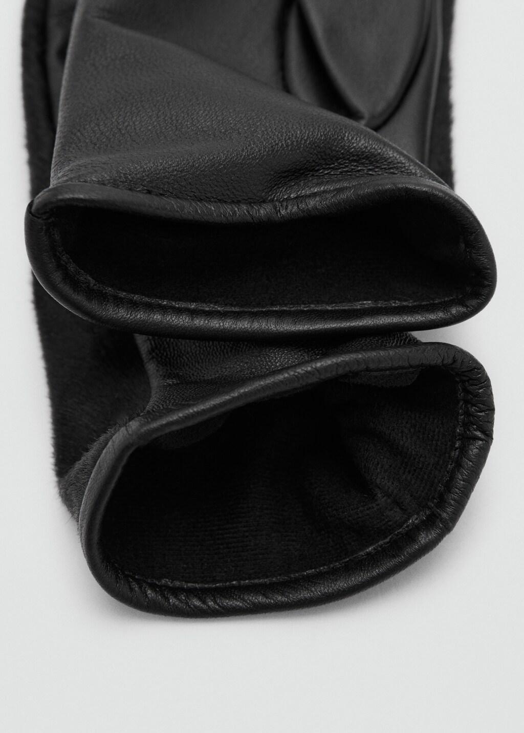BLACK Leather gloves with fur, 0201_99, large image number 0
