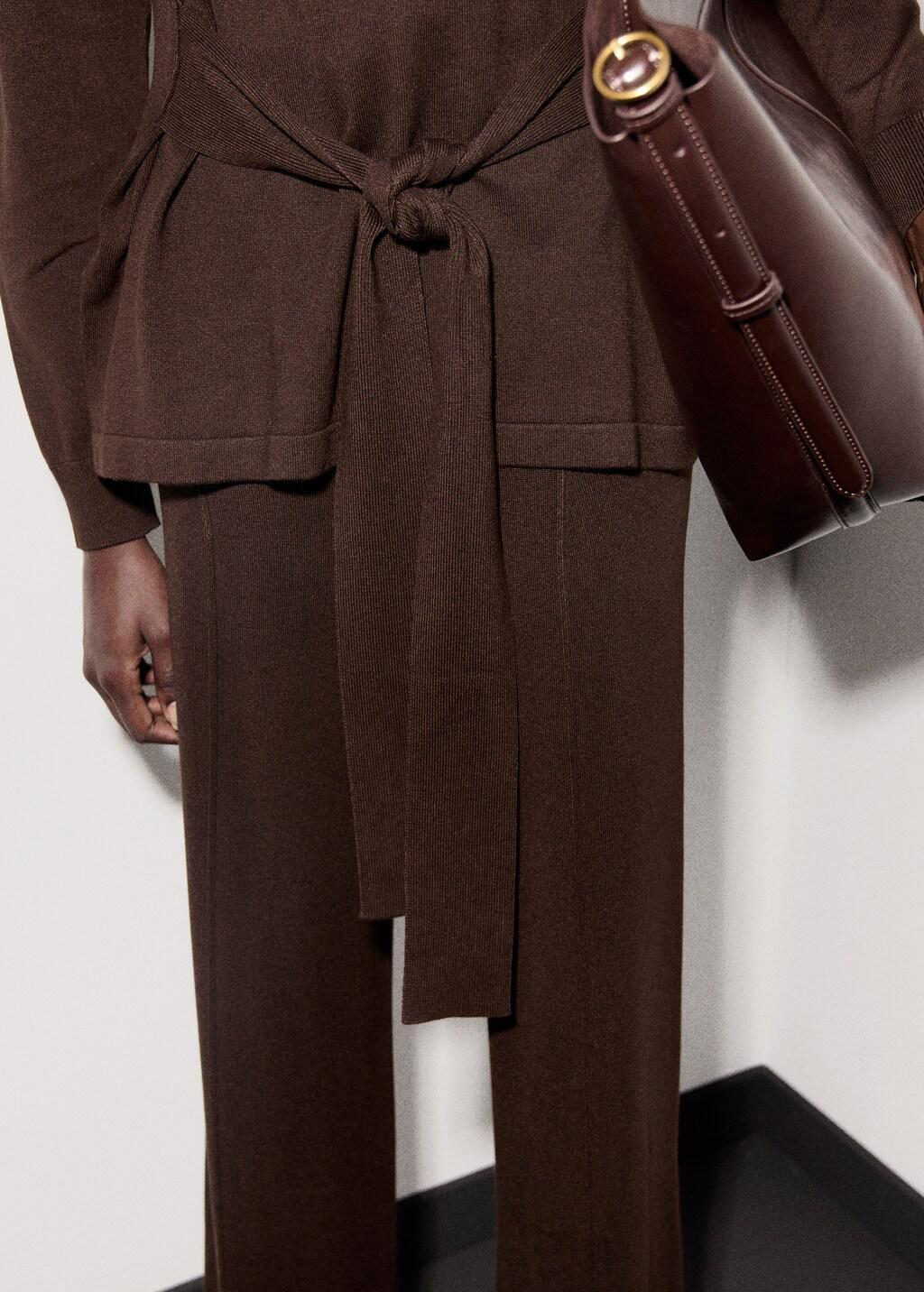 DARK BROWN Knitted trousers with stitching detail, 0201_32, large image number 6