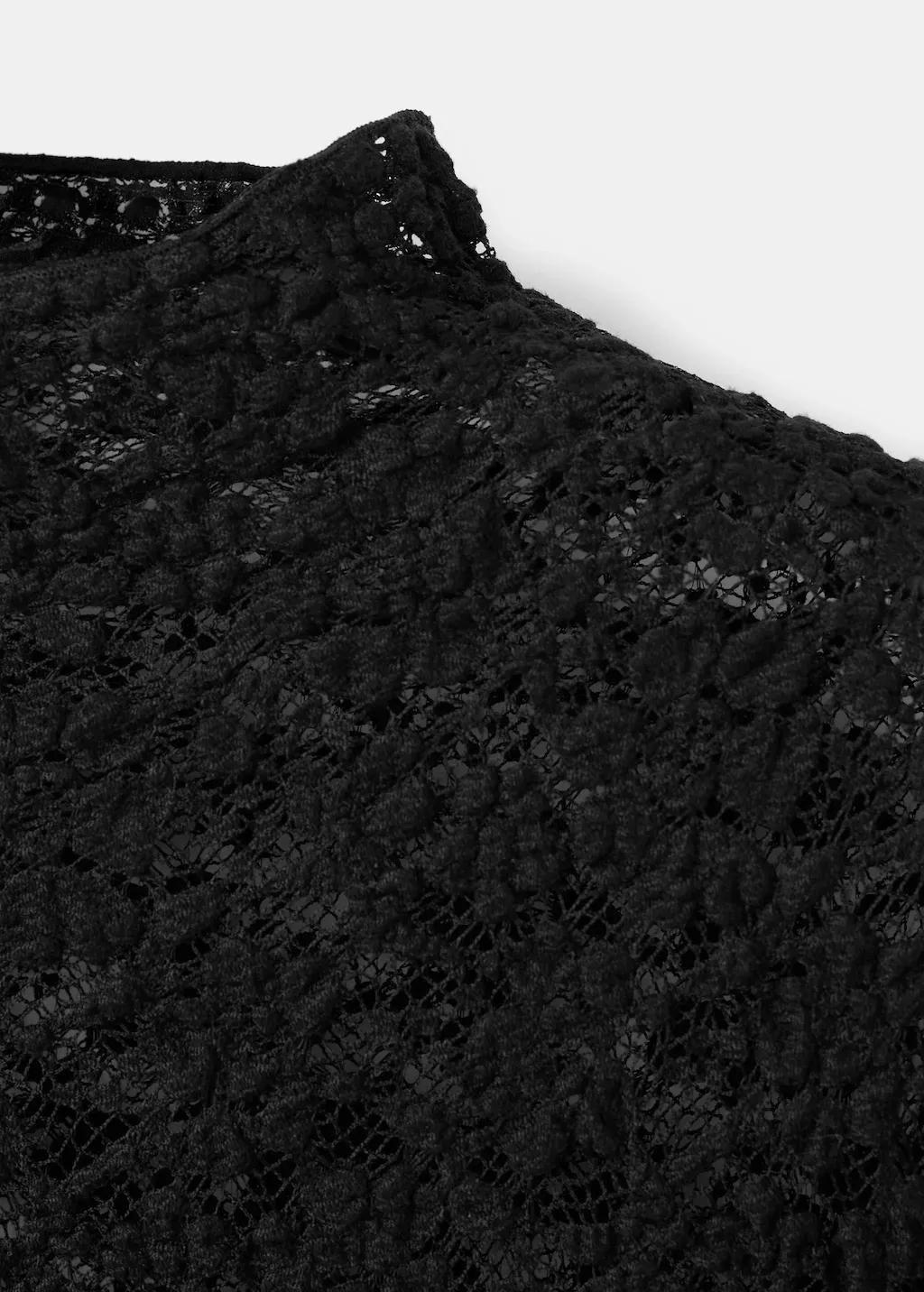 BLACK Lace top with perkins collar, 0201_99, large image number 1