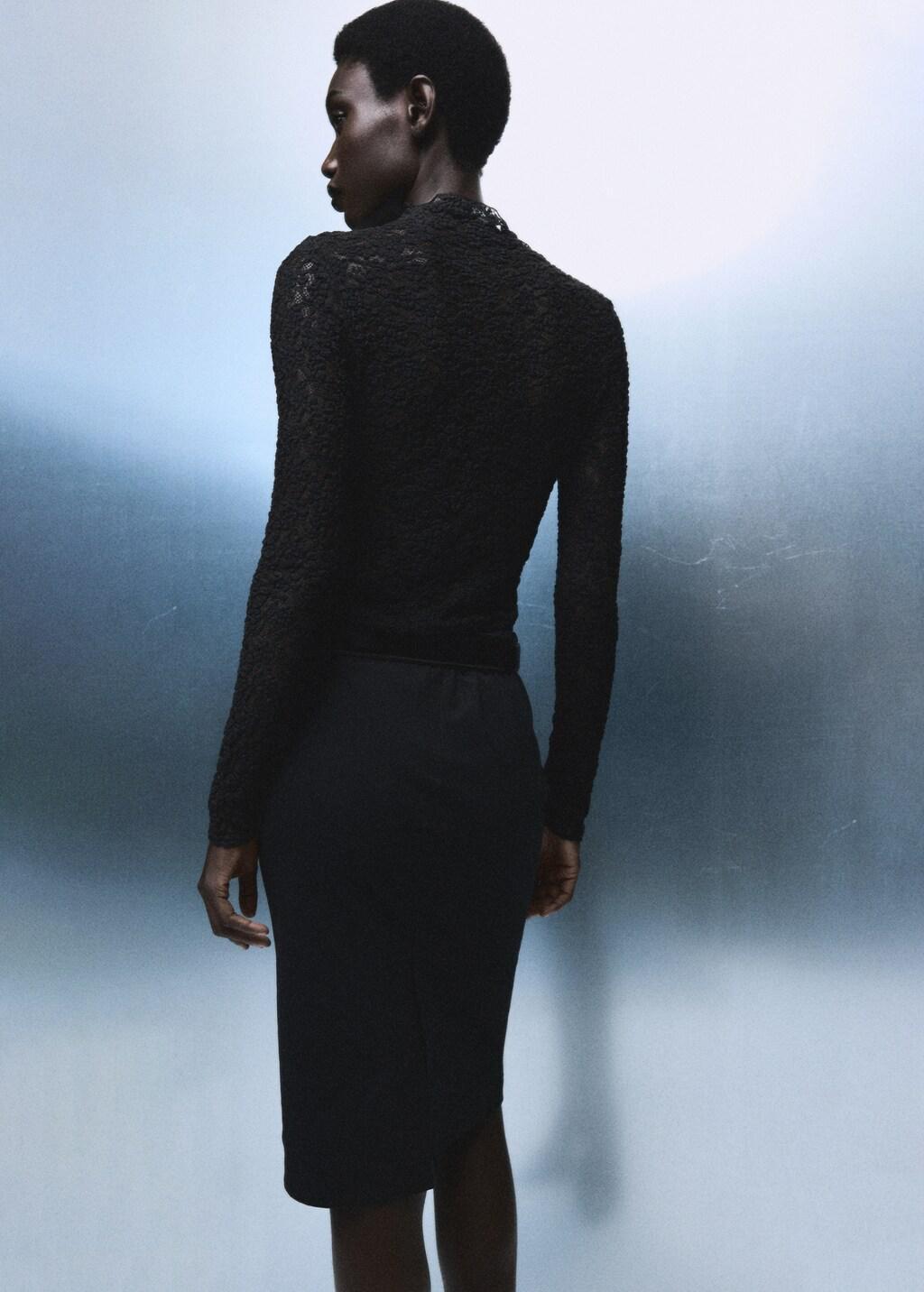 BLACK Lace top with perkins collar, 0201_99, large image number 2