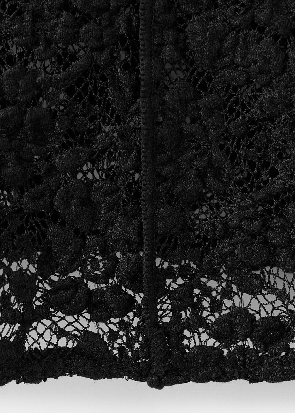 BLACK Lace top with perkins collar, 0201_99, large image number 4