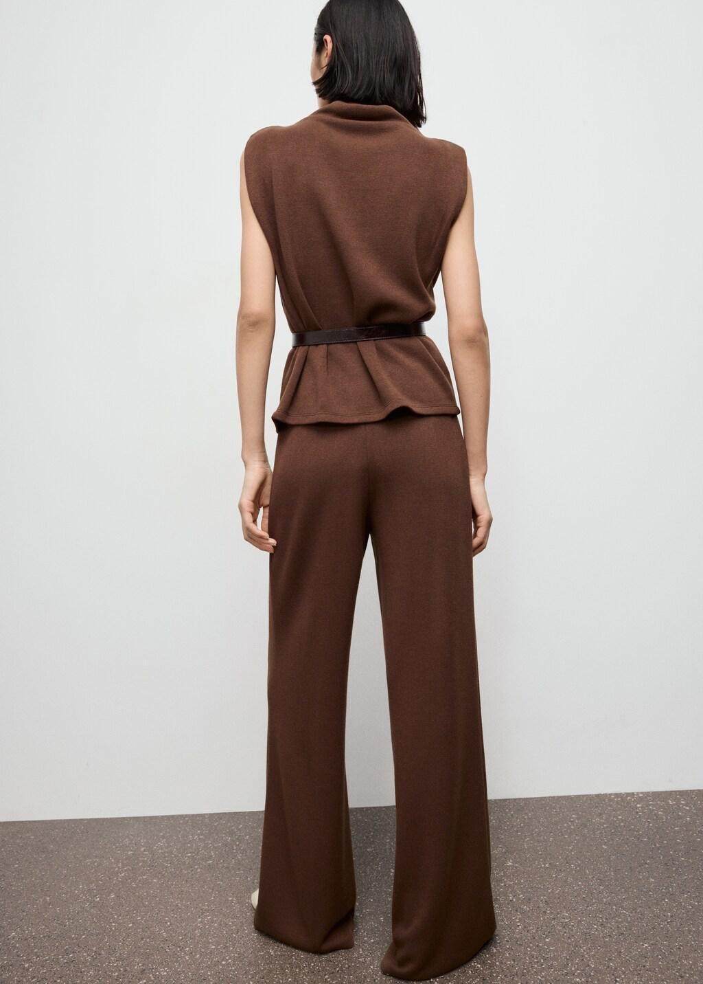 Brown Seam-Detail Straight-Fit Trousers, 0201_30, large image number 2