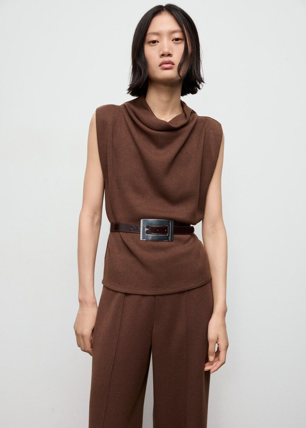 Brown Seam-Detail Straight-Fit Trousers, 0201_30, large image number 4