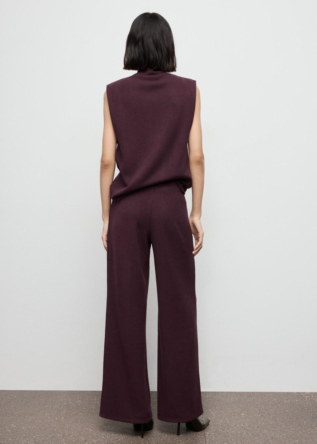 Red Seam-Detail Straight-Fit Trousers, Dark Red, large image number 2