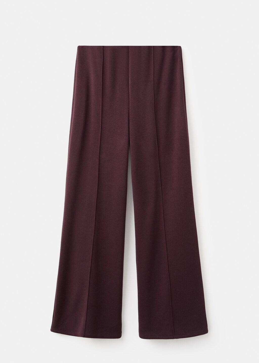 Red Seam-Detail Straight-Fit Trousers, Dark Red, large image number 7