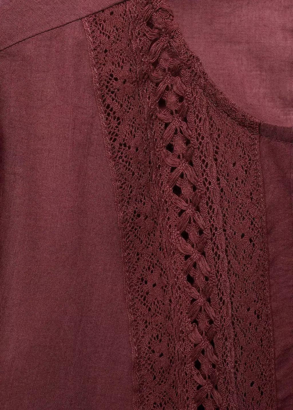 Red Embroidered Puff-Sleeve Blouse, 0201_78, large image number 1