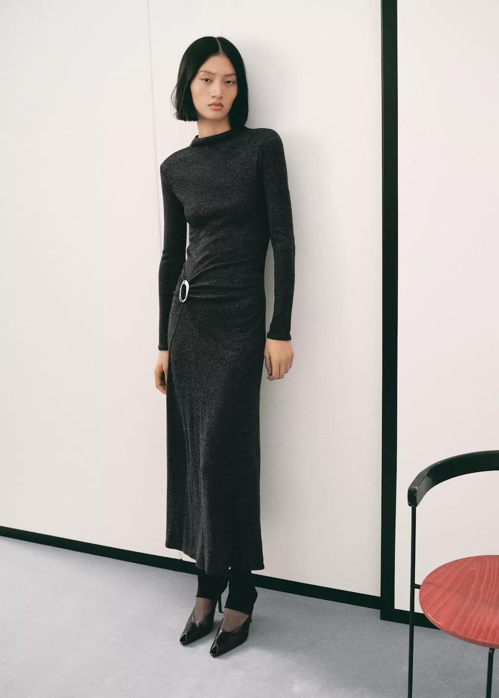 GREY Ruched dress with ring, 0201_92, large image number 0