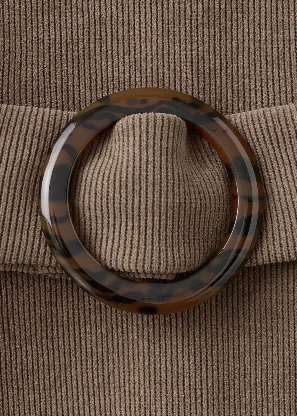 Brown Belt Knit Dress, Medium Brown, large image number 1