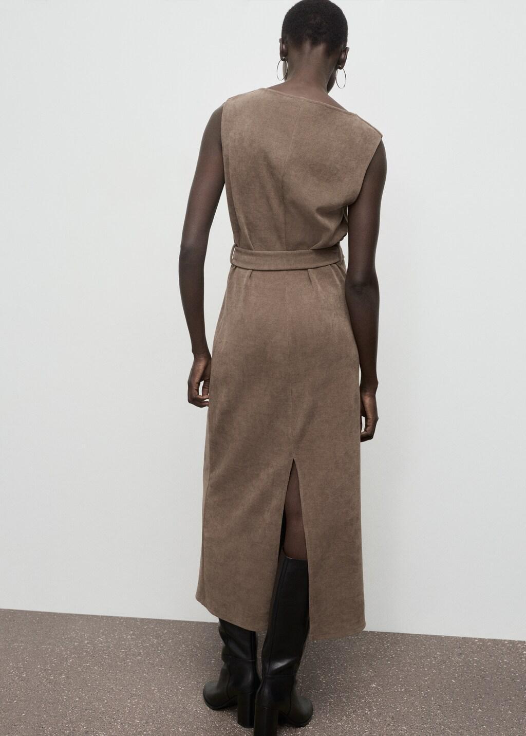 Brown Belt Knit Dress, Medium Brown, large image number 2