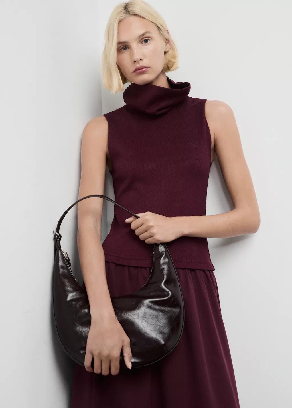 DARK RED Dress with combined funnel neck, Dark Red, large image number 3