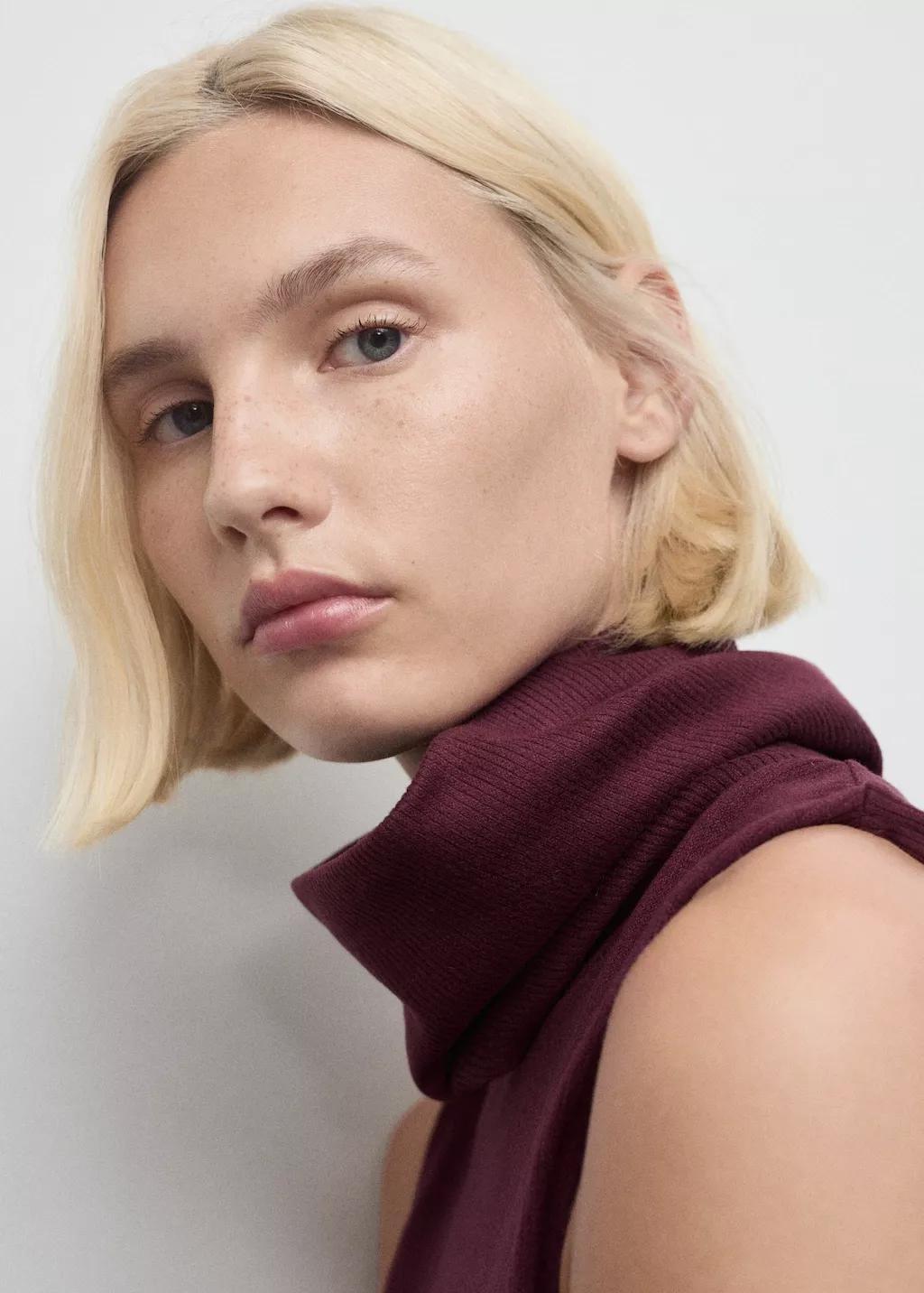 DARK RED Dress with combined funnel neck, Dark Red, large image number 4