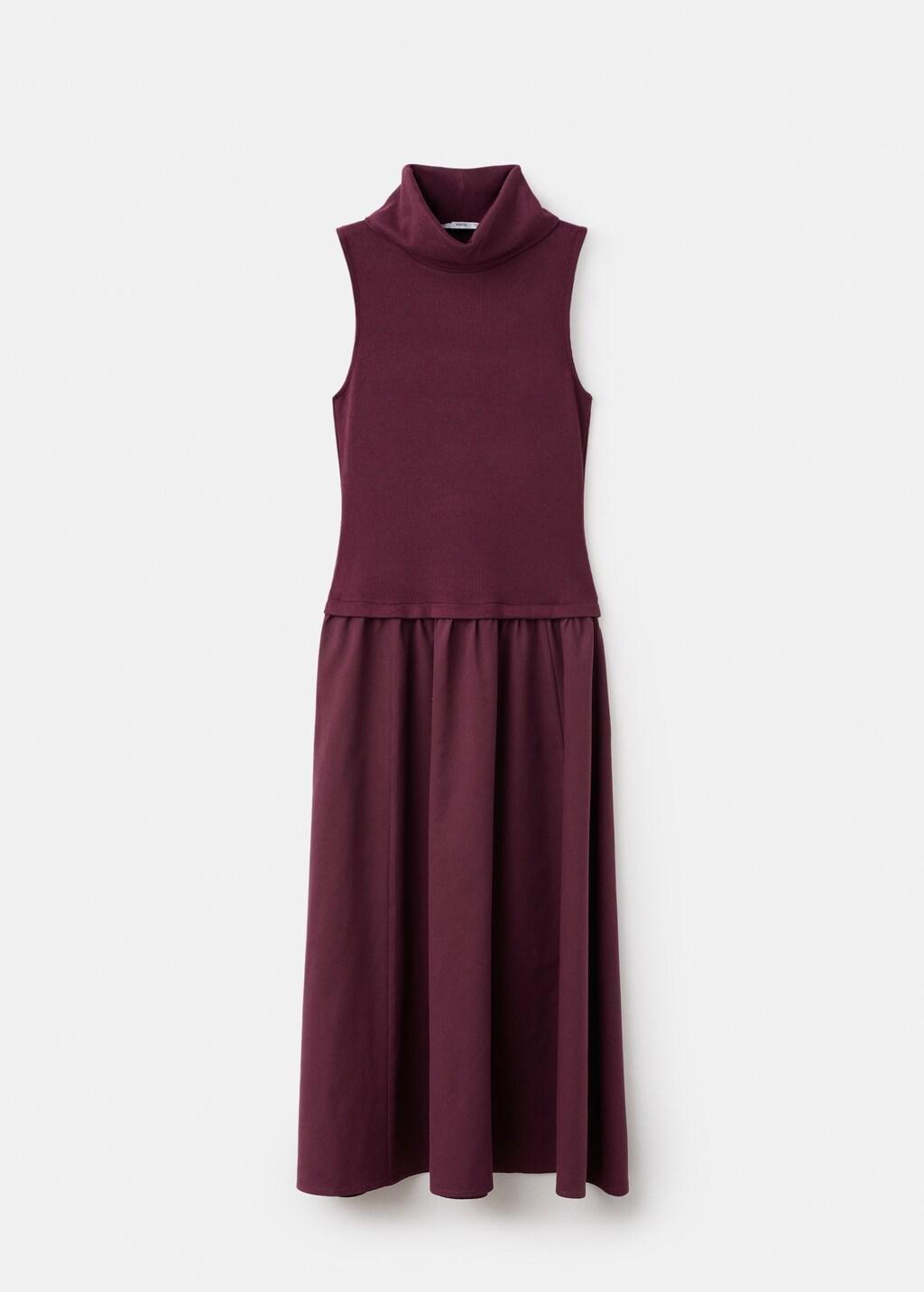 DARK RED Dress with combined funnel neck, Dark Red, large image number 6