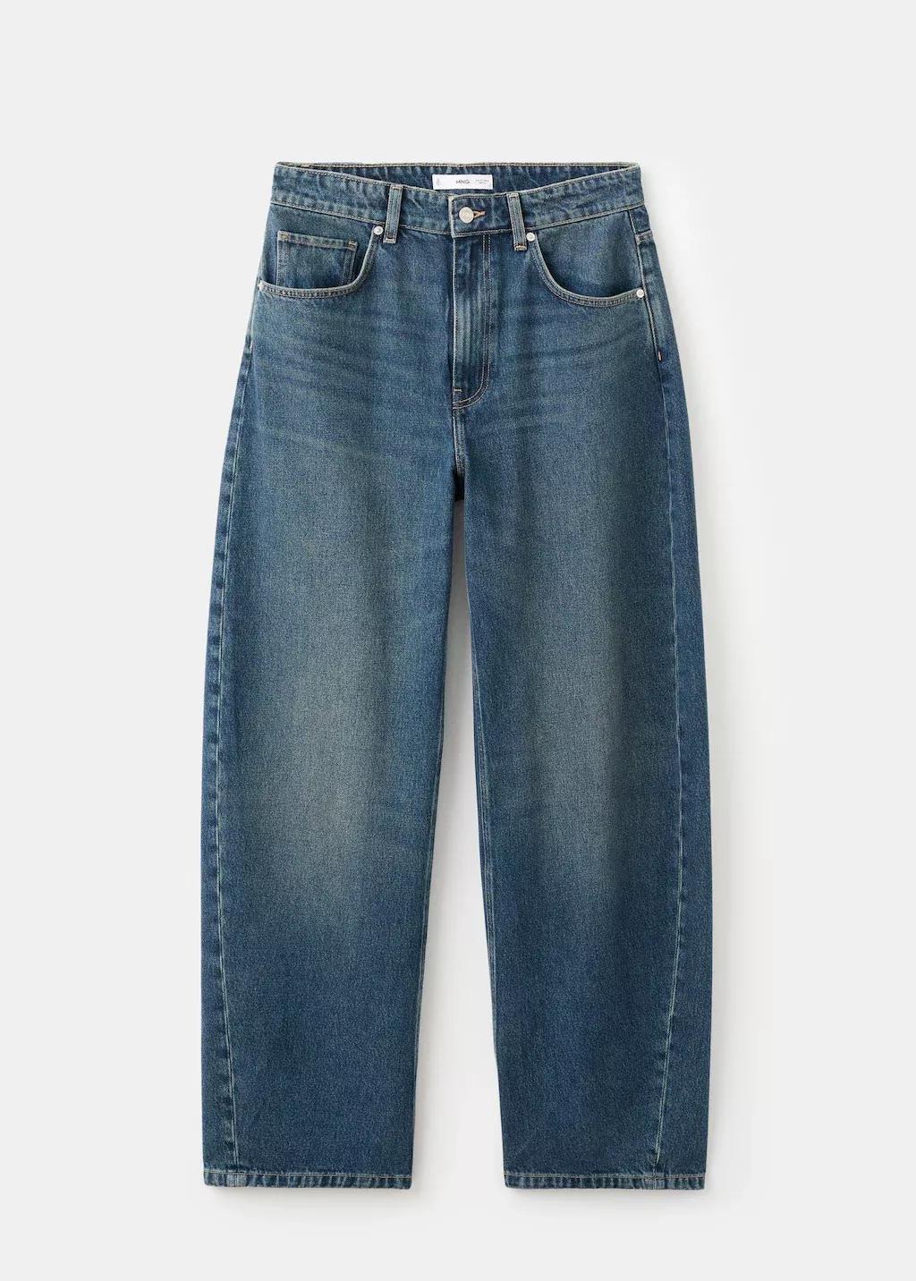 Blue Mid-Rise Barrel Jeans, Open Blue, large image number 6