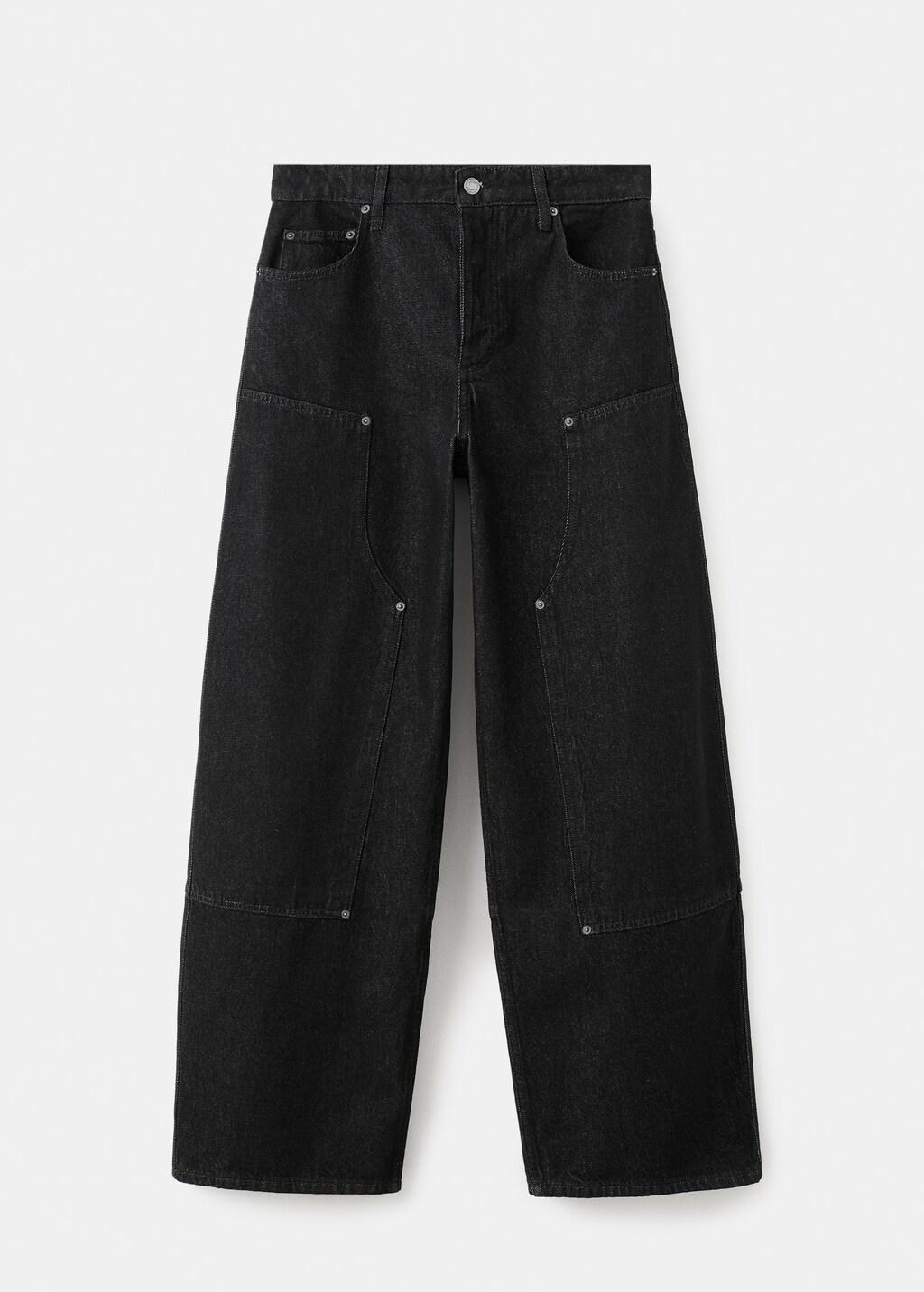 Black Barrel Jeans With Patches, 0201_99, large image number 2
