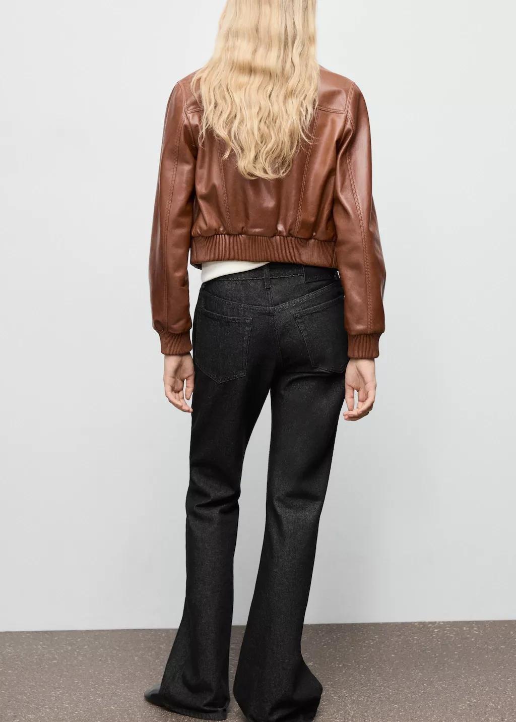 Black Flared Rinse-Wash Jeans, Black, large image number 2