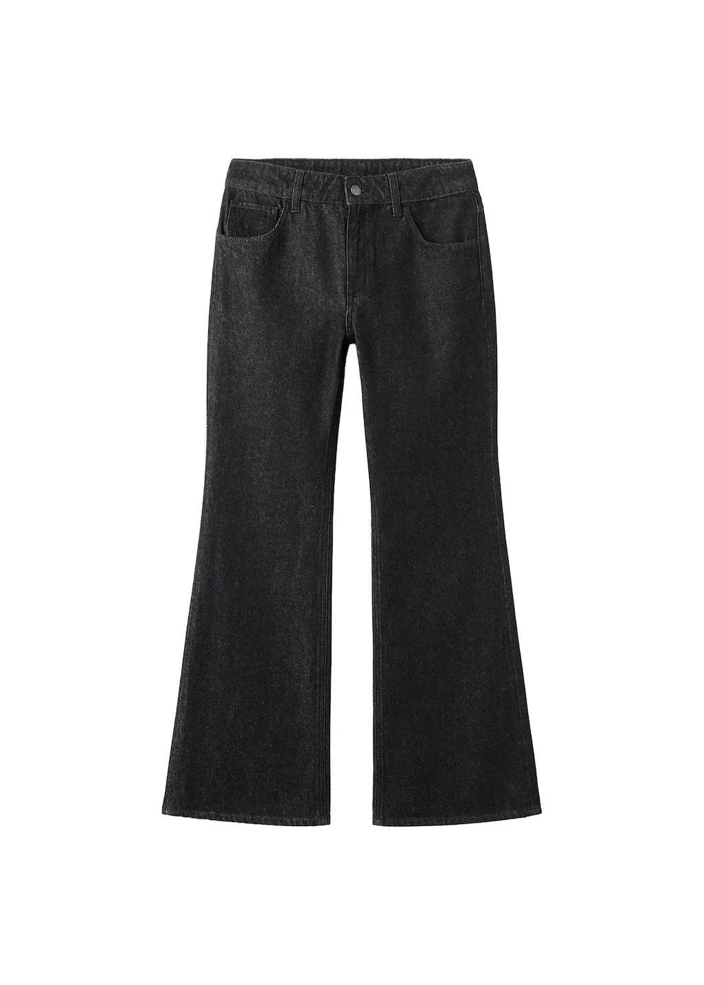 Black Flared Rinse-Wash Jeans, Black, large image number 5
