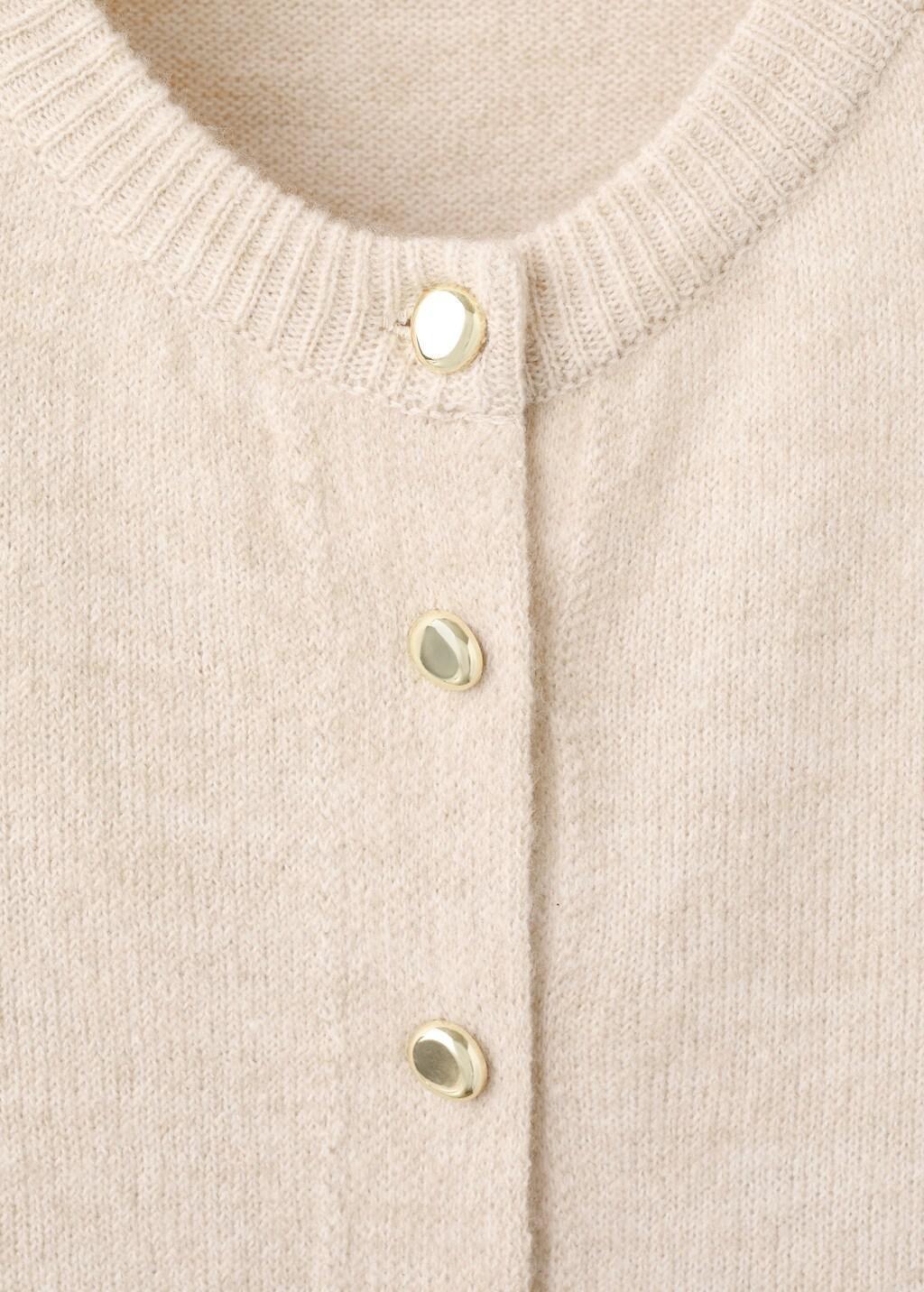 Beige Knitted Button Cardigan, Light Beige, large image number 1