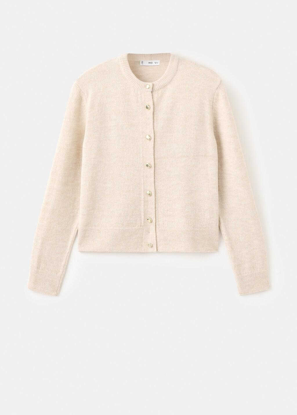 Beige Knitted Button Cardigan, Light Beige, large image number 6