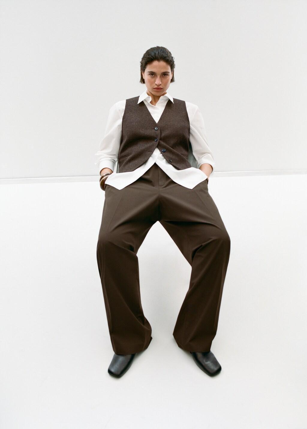 BROWN Speckled wool waistcoat, Brown, large image number 7