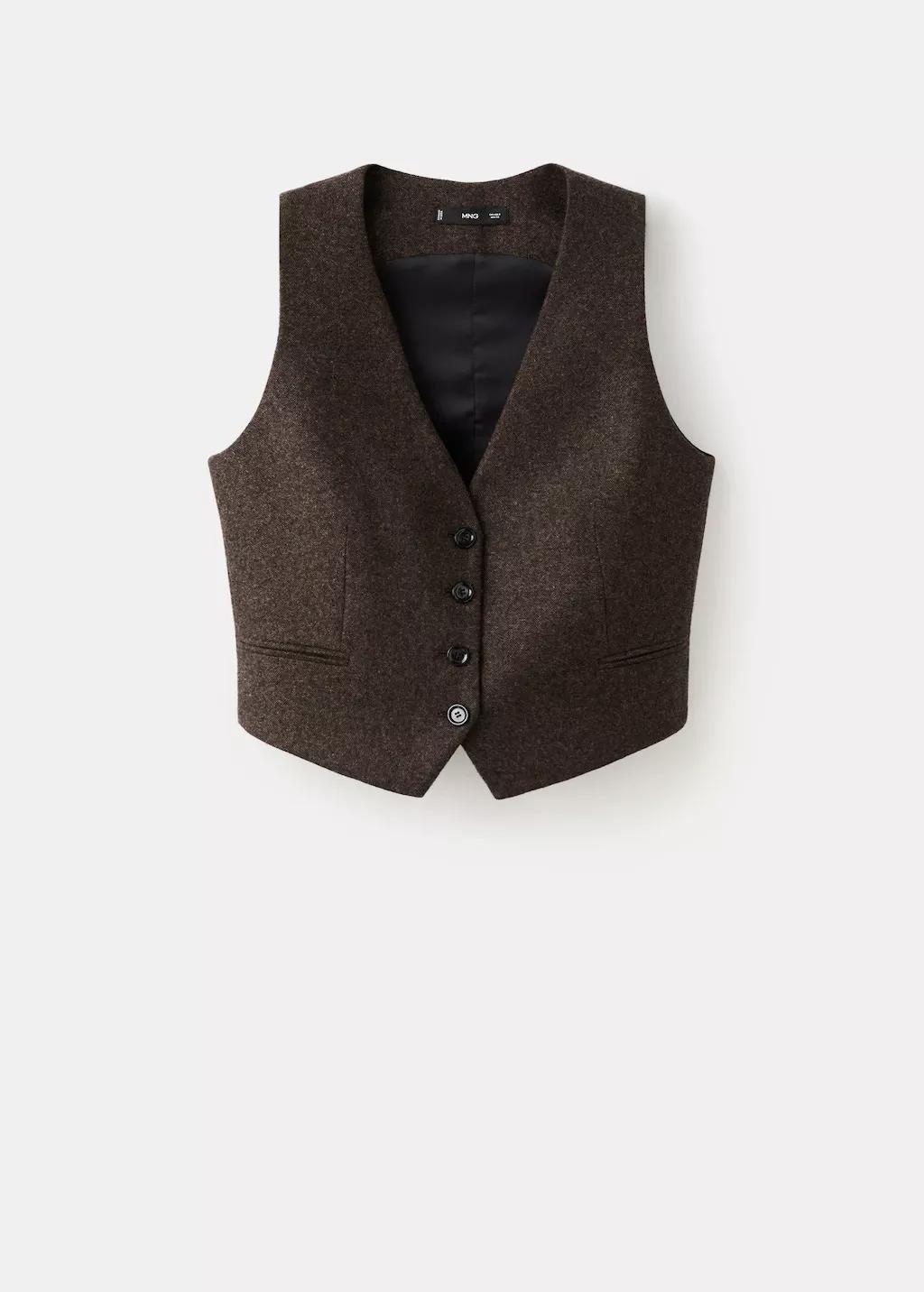 BROWN Speckled wool waistcoat, Brown, large image number 8