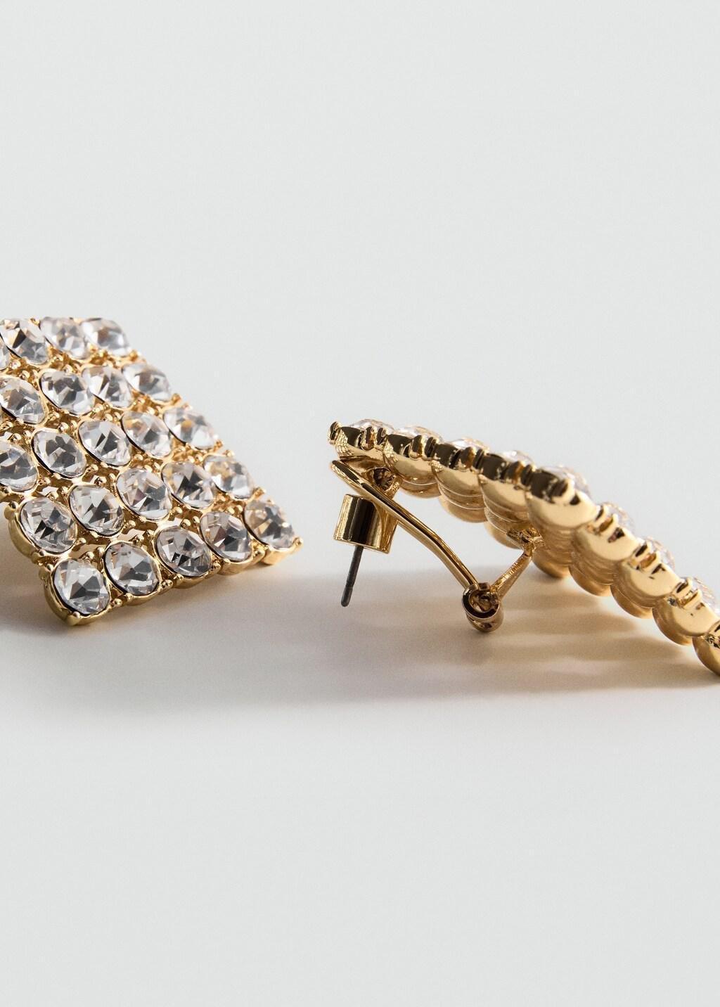 Gold Geometric Crystal Earrings, Gold, large image number 0