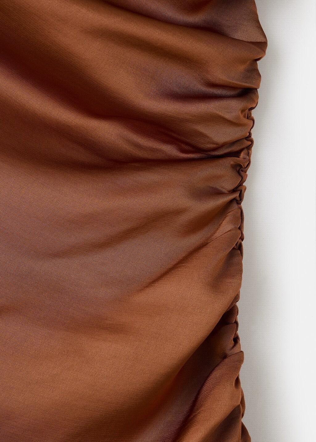 Orange Asymmetrical Satin Dress, Rust - Copper, large image number 5
