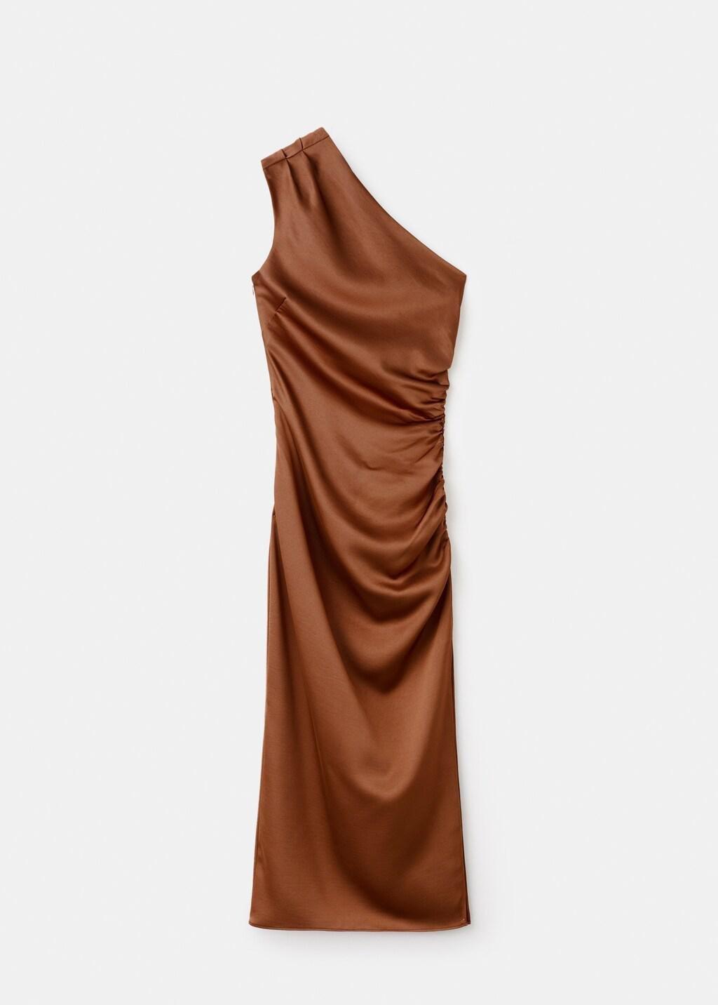 Orange Asymmetrical Satin Dress, Rust - Copper, large image number 6