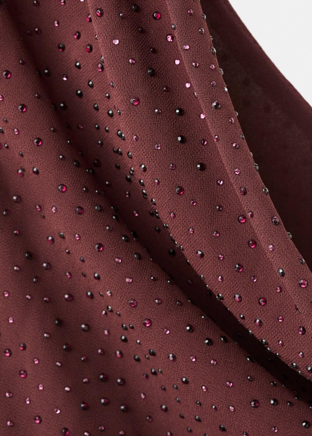 Maroon Asymmetrical Rhinestone Dress, Dark Red, large image number 1