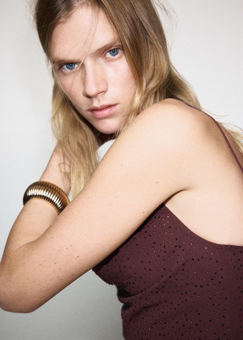 Maroon Asymmetrical Rhinestone Dress, Dark Red, large image number 4