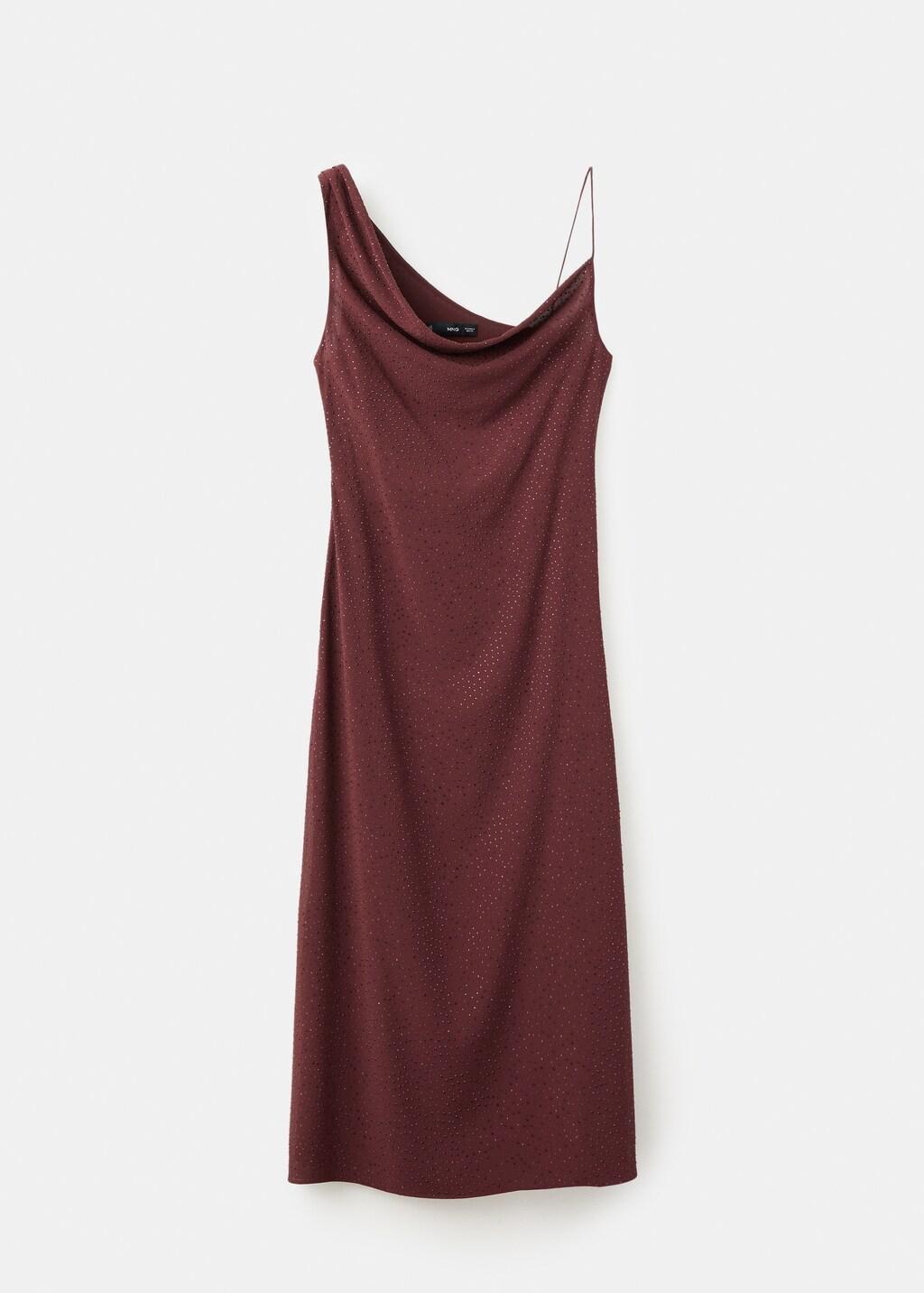 Maroon Asymmetrical Rhinestone Dress, Dark Red, large image number 6