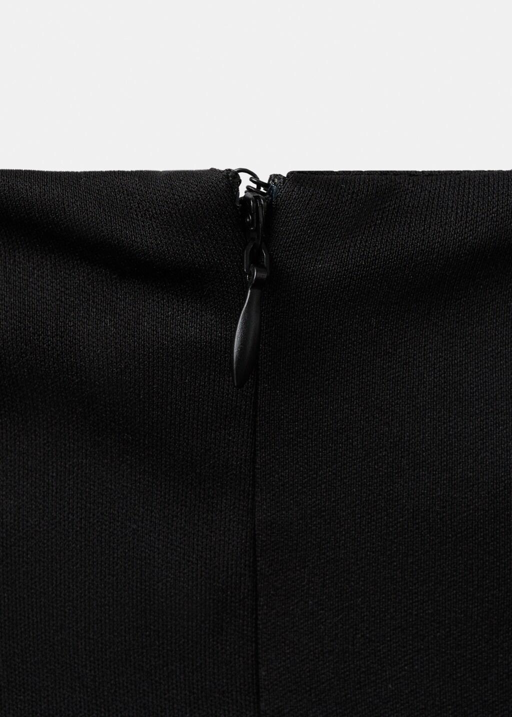 Black Perkins-Neck Top With Rhinestones, Black, large image number 5