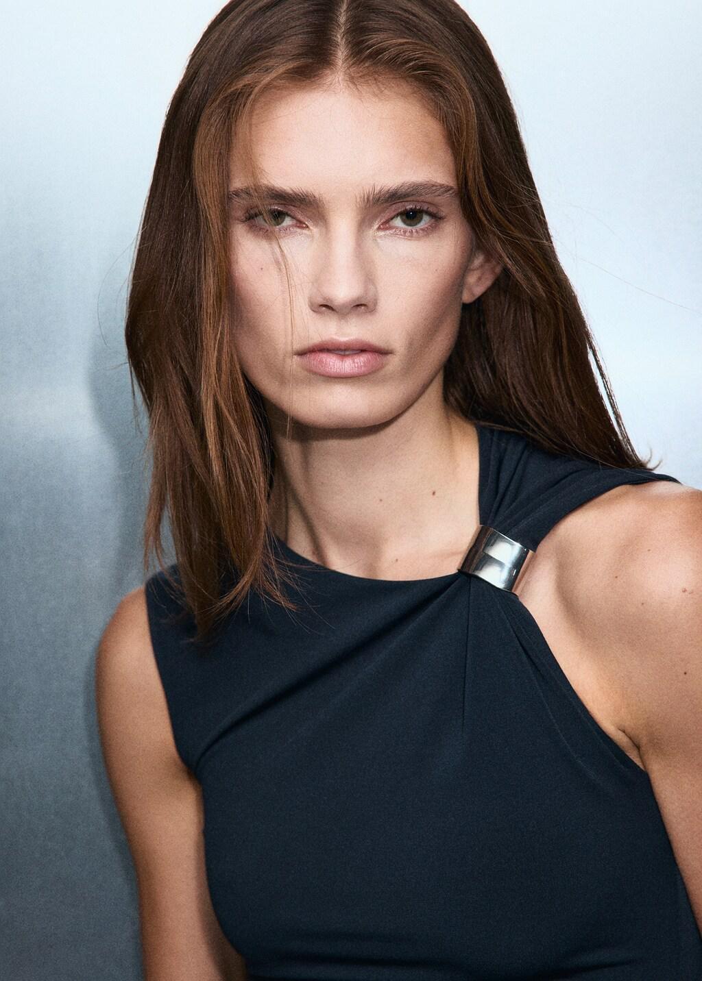 Navy Fitted Dress With Metal Detail, 0201_56, large image number 4