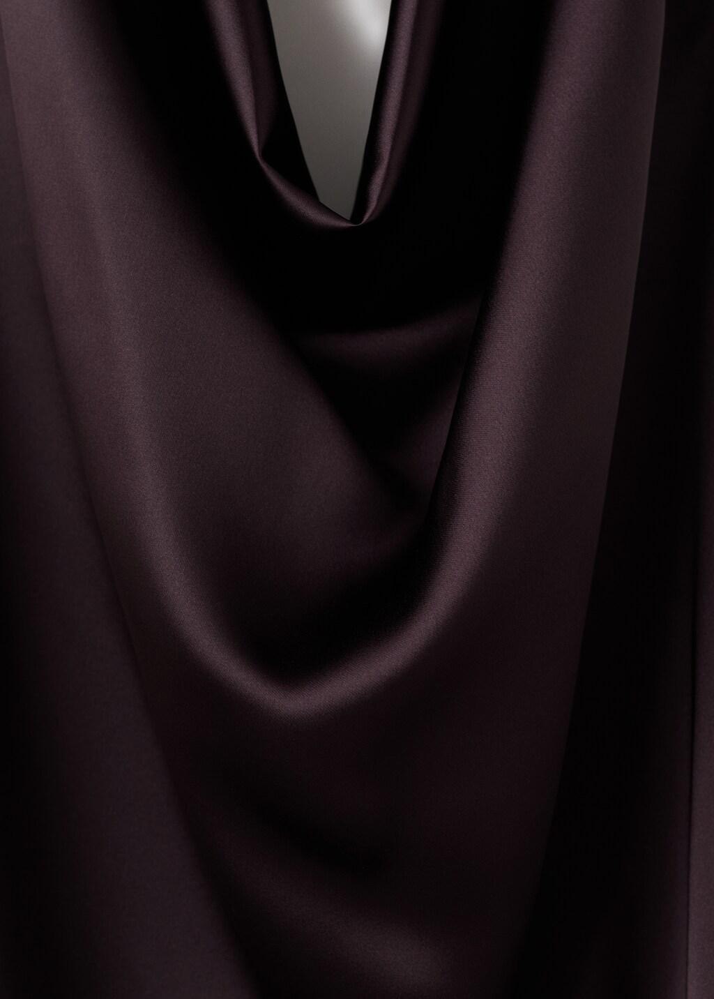 DARK PURPLE Draped neck satin top, Dark Purple, large image number 1