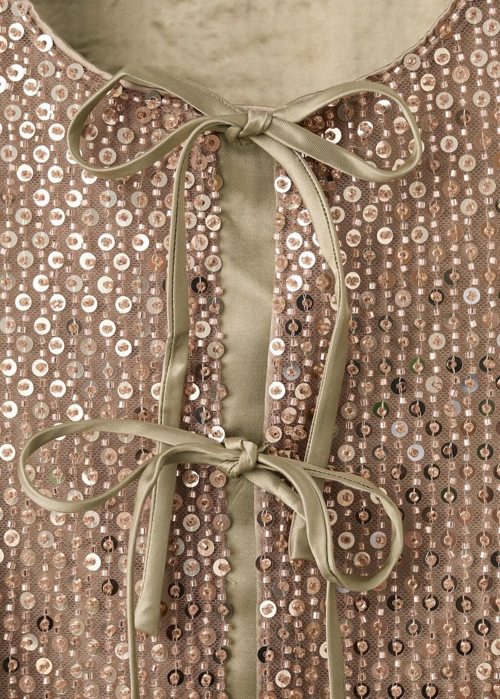 Brown Top With Sequins And Bow, Brown, medium