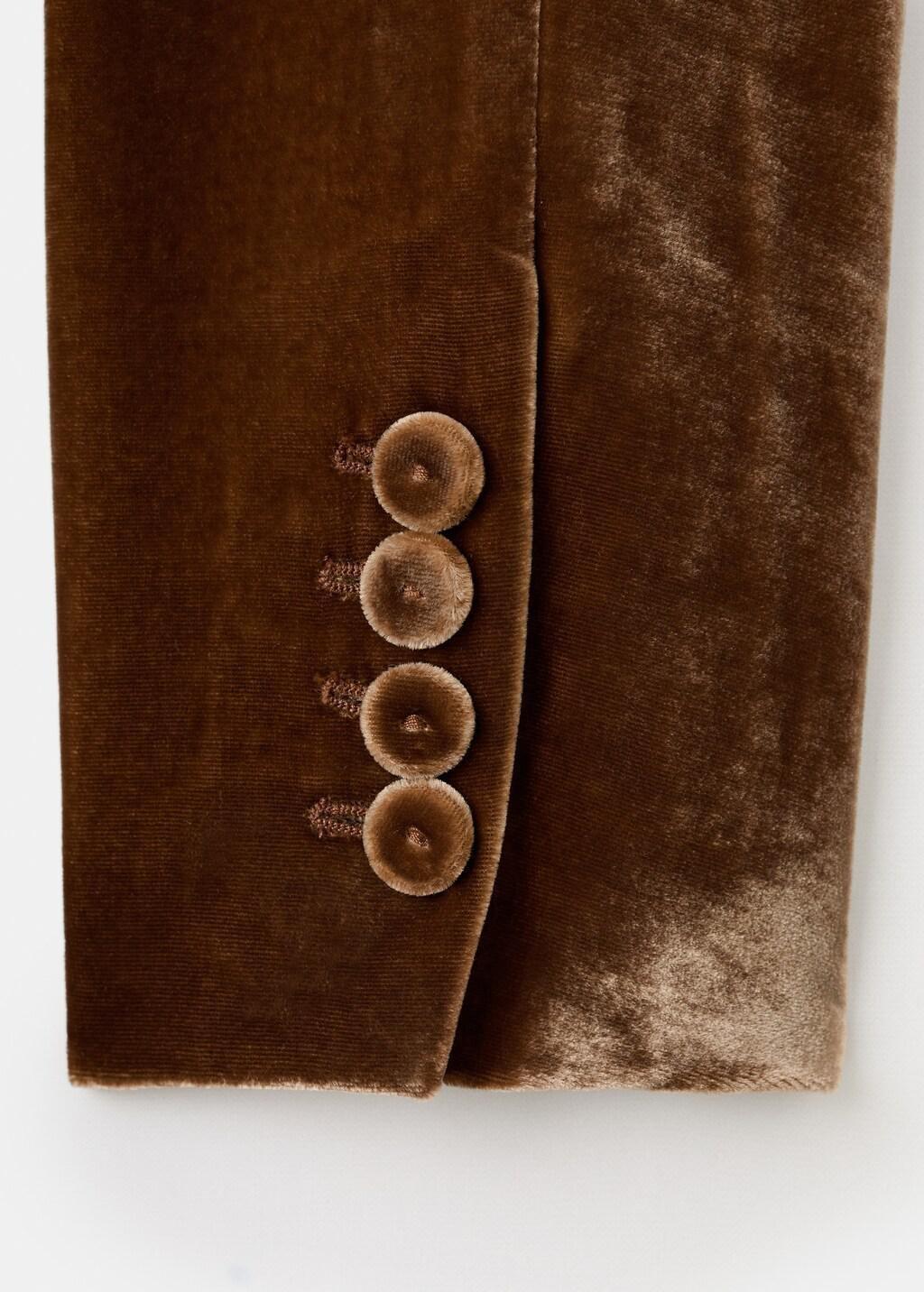 Brown Double-Breasted Velvet Suit Jacket, Dark Brown, large image number 5