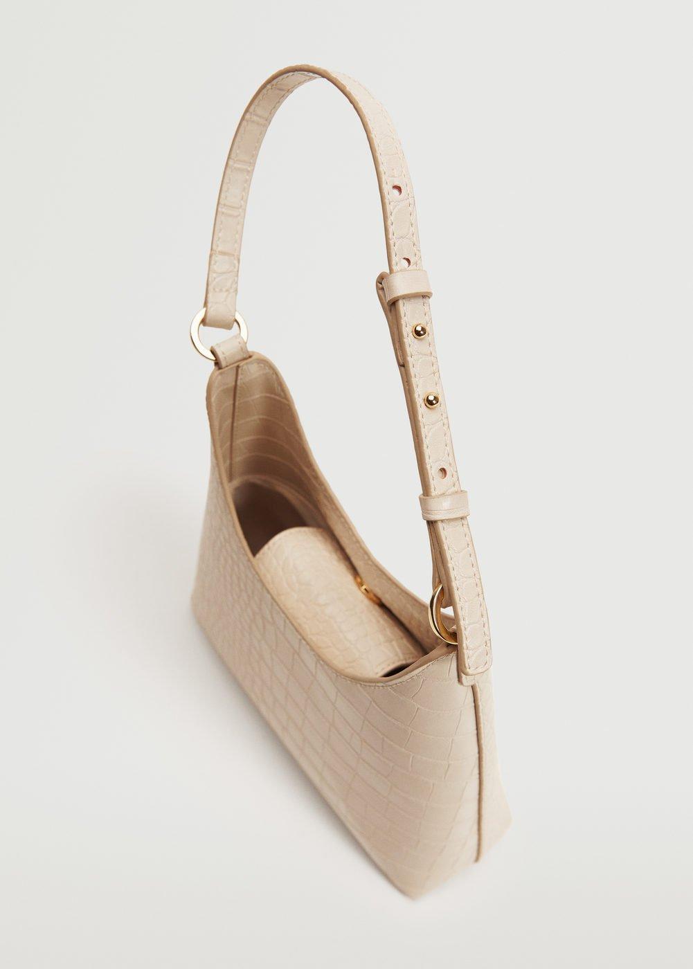 Light Beige Croc-Effect Baguette Bag, Women, , large image number 1